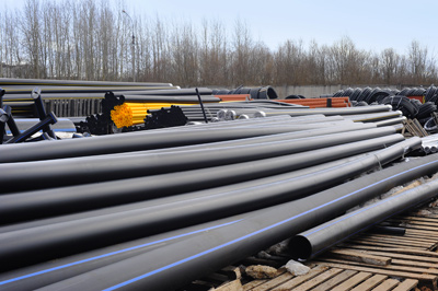 Lengths of black pipes